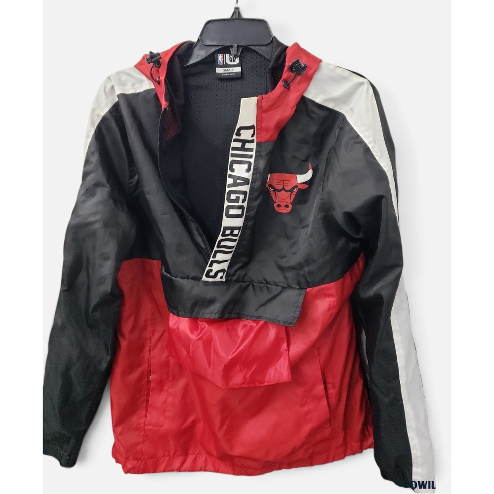 Chicago Bulls UNK Anorak Jacket Mens Small NBA Pullover Windbreaker Red Black